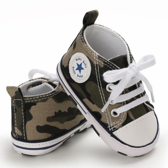 Baby Toddler Green Camo Lace-up Hightop Prewalkers - Picture 7 of 13